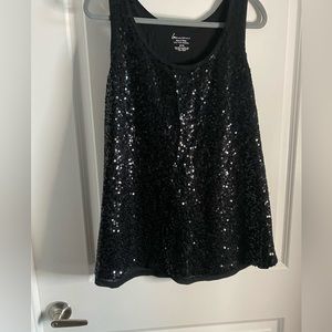 *EUC* Black Sequined Cotton Modal Tank - Size 26/28